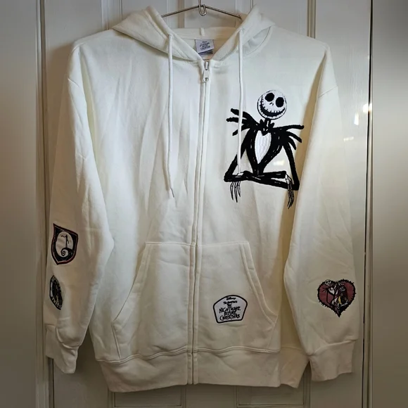 NWT Disney Nightmare Before Christmas Womens Hoodie Fleece Full Zip Size M - Picture 2 of 9